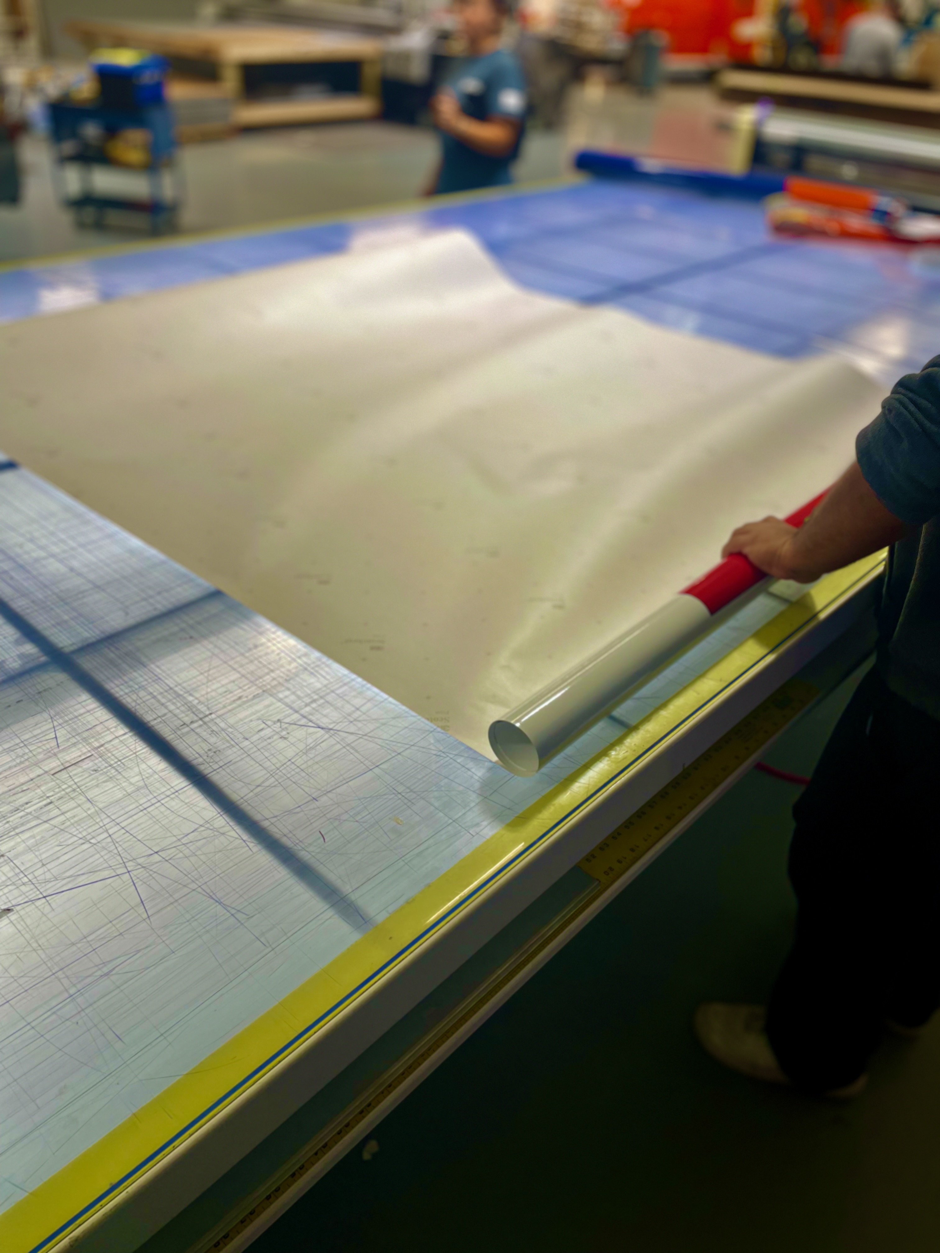 Production team staging installer-ready graphics